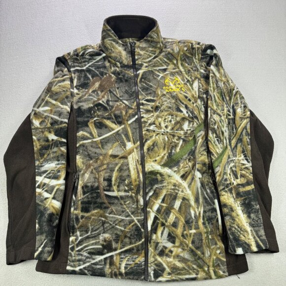 Realtree Max-5 Camouflage Jacket Men's Medium Long Sleeve Fleece Full Zip - Picture 1 of 8
